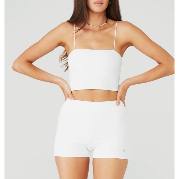 Bundle alo Goddess Ribbed Bandeau Top + Goddess Ribbed Cross Crop Top - Picture 11 of 16